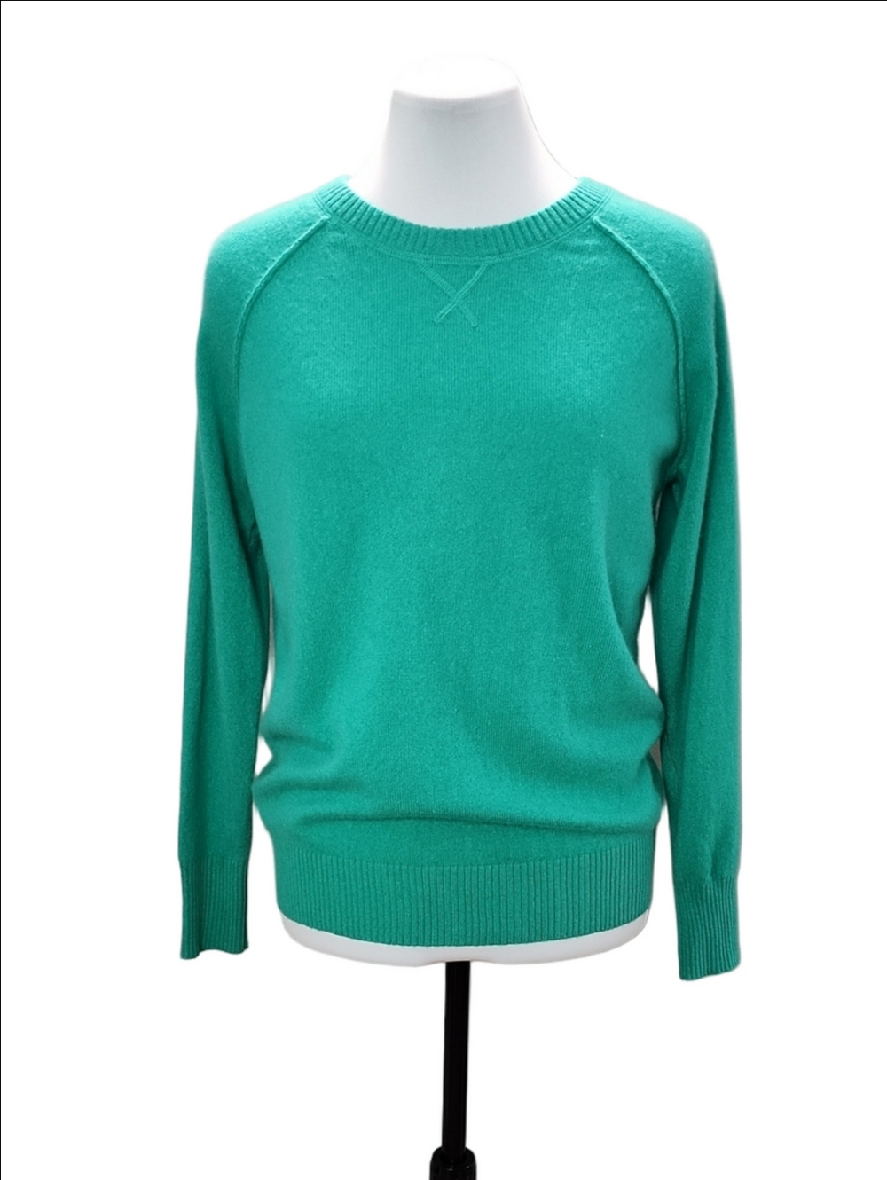 LORD & TAYLOR 100% Cashmere crew neck teal green sweater